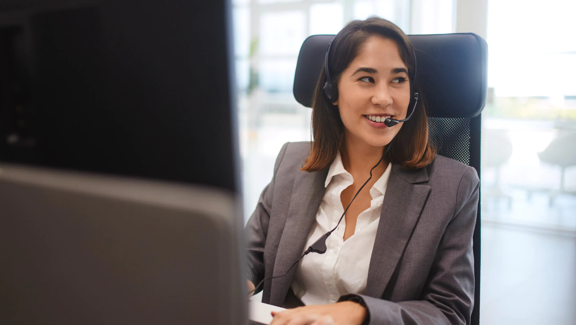 Female Ease and Wealth rep on headset